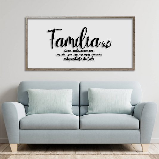 Quadro Decorativo com Frase em Alto Relevo - Significado da Palavra Família