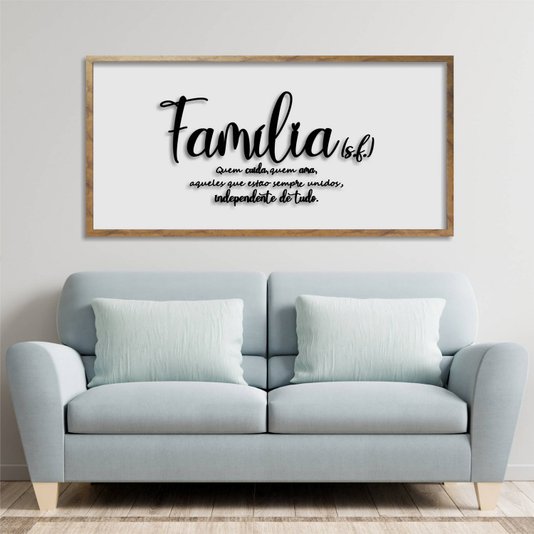 Quadro Decorativo com Frase em Alto Relevo - Significado da Palavra Família