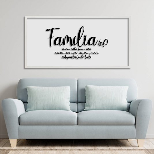 Quadro Decorativo com Frase em Alto Relevo - Significado da Palavra Família