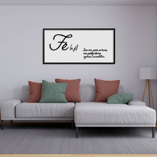 Quadro Decorativo com Frase em Alto Relevo - Significado da Palavra Fé