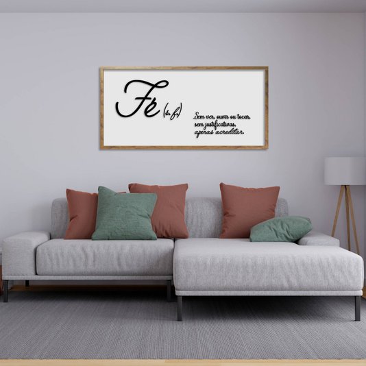 Quadro Decorativo com Frase em Alto Relevo - Significado da Palavra Fé