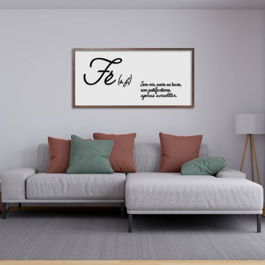 Quadro Decorativo com Frase em Alto Relevo - Significado da Palavra Fé