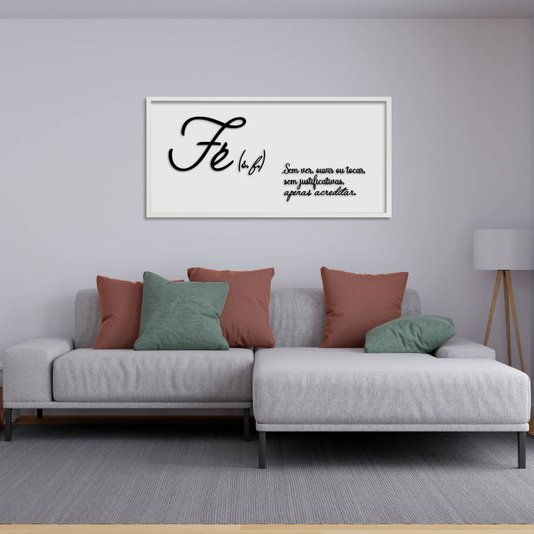 Quadro Decorativo com Frase em Alto Relevo - Significado da Palavra Fé