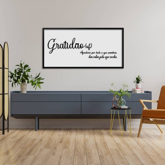 Quadro Decorativo com Frase em Alto Relevo - Significado da Palavra Gratidão
