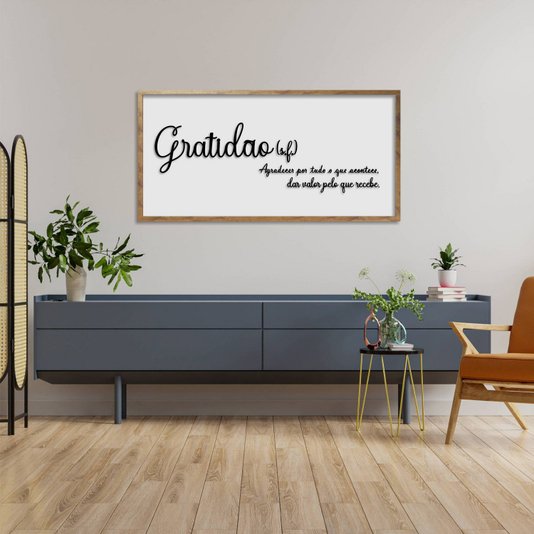 Quadro Decorativo com Frase em Alto Relevo - Significado da Palavra Gratidão