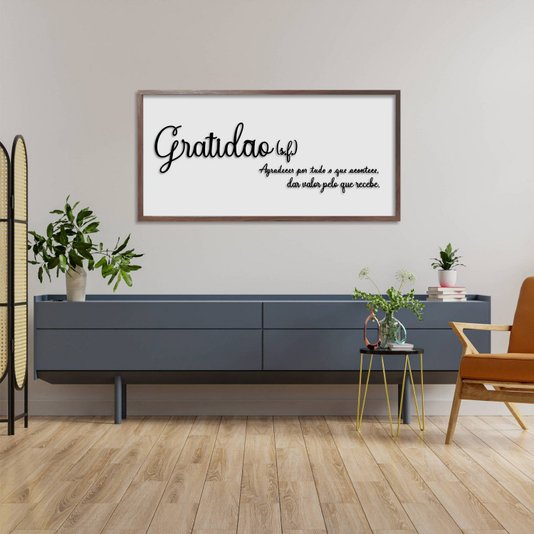 Quadro Decorativo com Frase em Alto Relevo - Significado da Palavra Gratidão