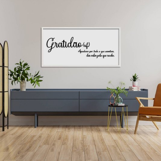Quadro Decorativo com Frase em Alto Relevo - Significado da Palavra Gratidão