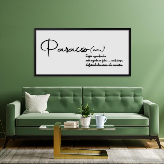 Quadro Decorativo com Frase em Alto Relevo - Significado da Palavra Paraíso