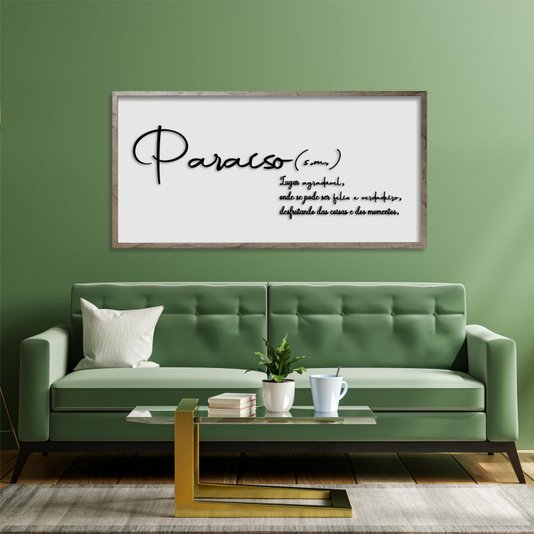 Quadro Decorativo com Frase em Alto Relevo - Significado da Palavra Paraíso