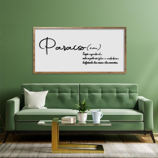 Quadro Decorativo com Frase em Alto Relevo - Significado da Palavra Paraíso