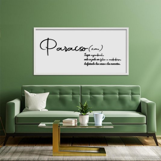Quadro Decorativo com Frase em Alto Relevo - Significado da Palavra Paraíso