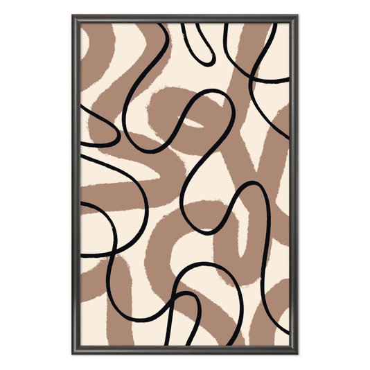 Quadro Decorativo Curvas Abstratas Estilo Japandi