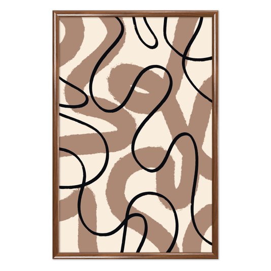 Quadro Decorativo Curvas Abstratas Estilo Japandi