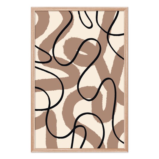 Quadro Decorativo Curvas Abstratas Estilo Japandi