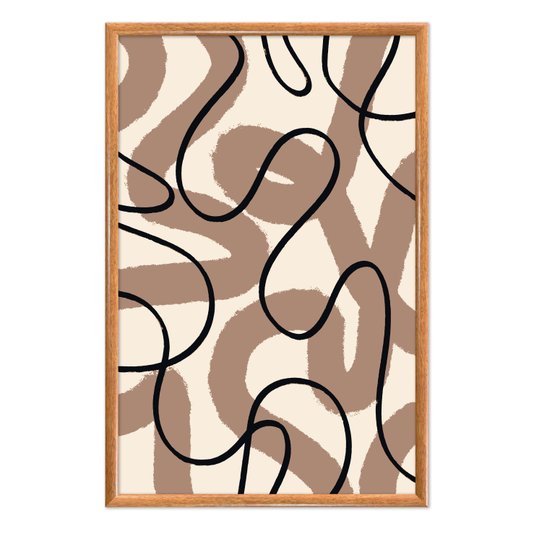 Quadro Decorativo Curvas Abstratas Estilo Japandi