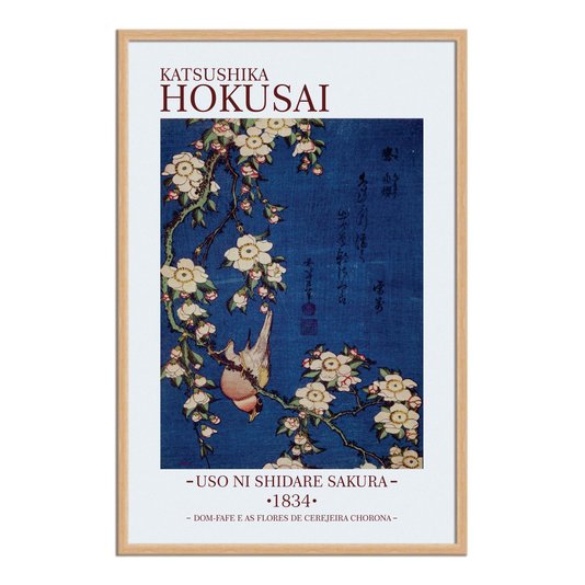 Quadro Decorativo Dom Fafe e as Flores de Cerejeira Chorona de Katsushika Hosukai