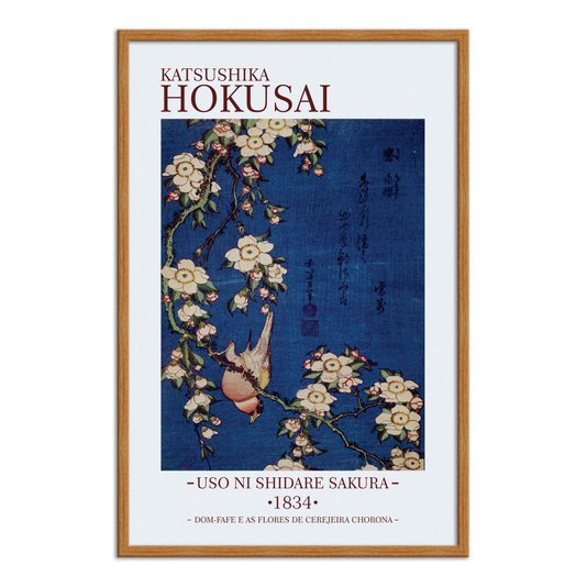 Quadro Decorativo Dom Fafe e as Flores de Cerejeira Chorona de Katsushika Hosukai