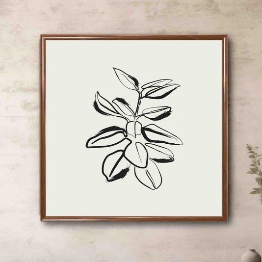 Quadro Decorativo Esboço Planta Estilo Japandi