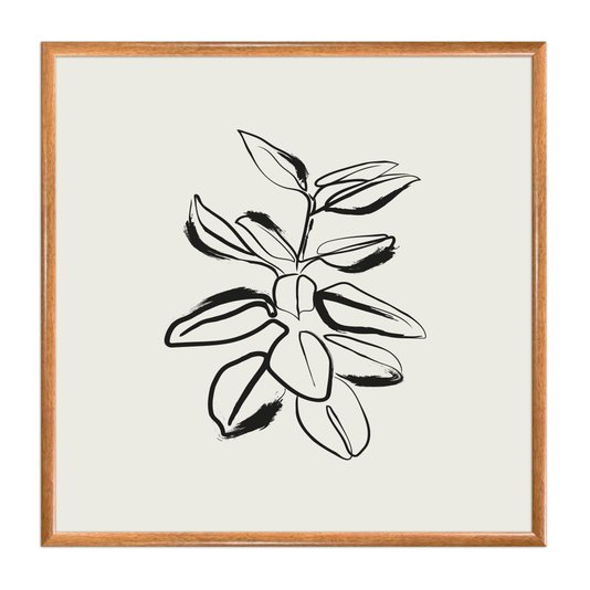 Quadro Decorativo Esboço Planta Estilo Japandi