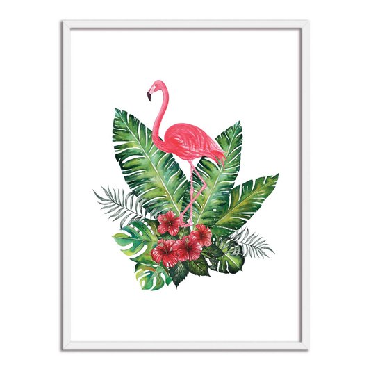 Quadro Decorativo Flamindo Rosa No meio de Folhagens Q3197_1