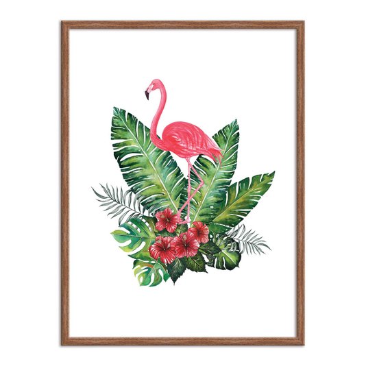 Quadro Decorativo Flamindo Rosa No meio de Folhagens Q3197_1