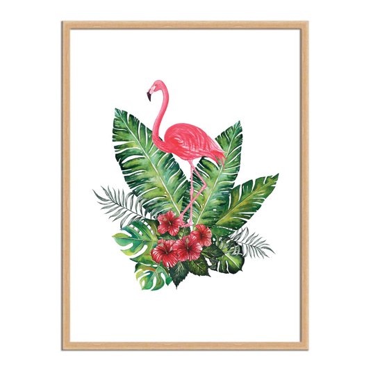 Quadro Decorativo Flamindo Rosa No meio de Folhagens Q3197_1