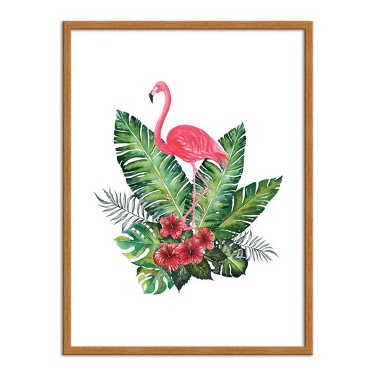 Quadro Decorativo Flamindo Rosa No meio de Folhagens Q3197_1