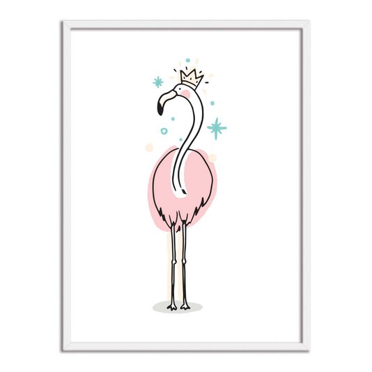 Quadro Decorativo Flamingo com Coroa