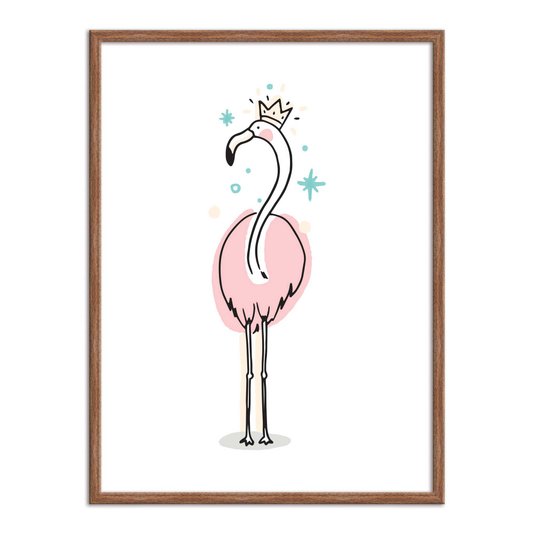 Quadro Decorativo Flamingo com Coroa