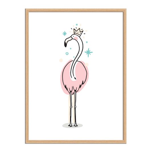 Quadro Decorativo Flamingo com Coroa