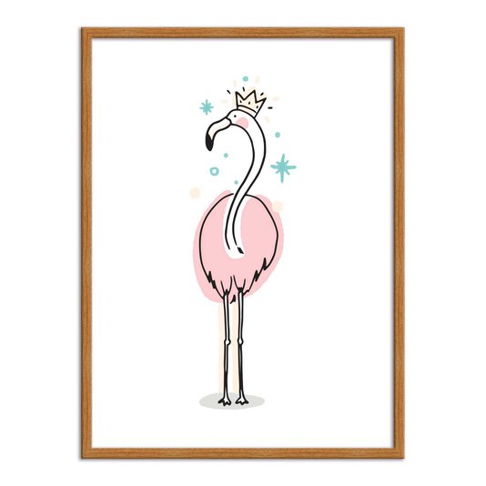 Quadro Decorativo Flamingo com Coroa
