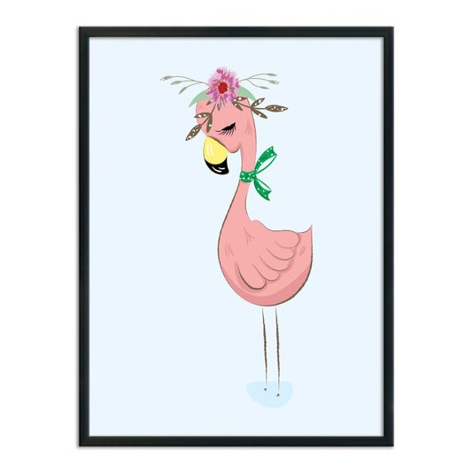 Quadro Decorativo Flamingo Rosa Desenhado