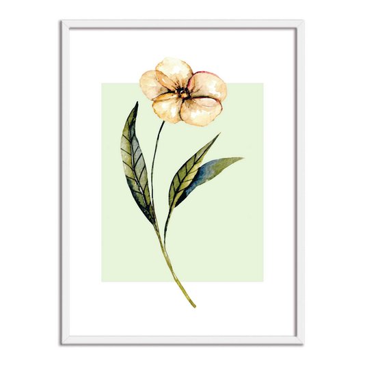 Quadro Decorativo Flor Amarela Estilo Retrô Verde Q3199_1