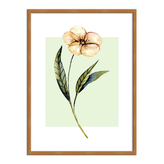 Quadro Decorativo Flor Amarela Estilo Retrô Verde Q3199_1