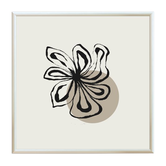Quadro Decorativo Flor Efeito Giz Estilo Japandi