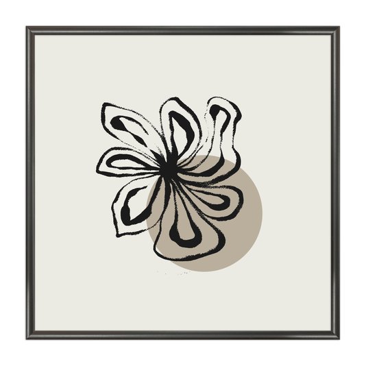 Quadro Decorativo Flor Efeito Giz Estilo Japandi