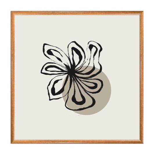 Quadro Decorativo Flor Efeito Giz Estilo Japandi