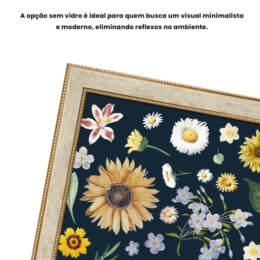Quadro Decorativo Flores Silvestres Estilo Modern Heritage