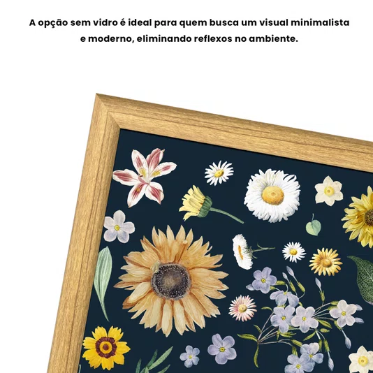Quadro Decorativo Flores Silvestres Estilo Modern Heritage