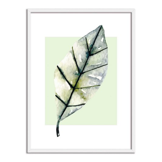 Quadro Decorativo Folha de Árvore Fundo Branco e Verde Q3202_1
