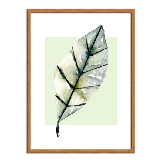 Quadro Decorativo Folha de Árvore Fundo Branco e Verde Q3202_1