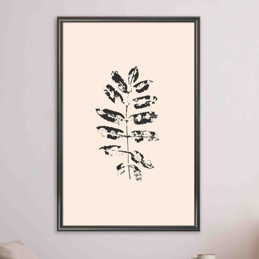 Quadro Decorativo Folhas Abstratas Minimalistas Estilo Japandi