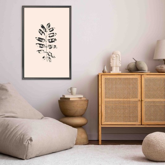 Quadro Decorativo Folhas Abstratas Minimalistas Estilo Japandi
