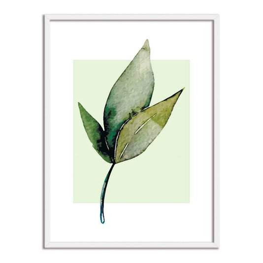 Quadro Decorativo Folhas Estilo Retro Fundo Verde Q3201_1