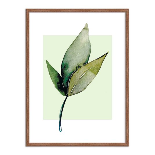 Quadro Decorativo Folhas Estilo Retro Fundo Verde Q3201_1