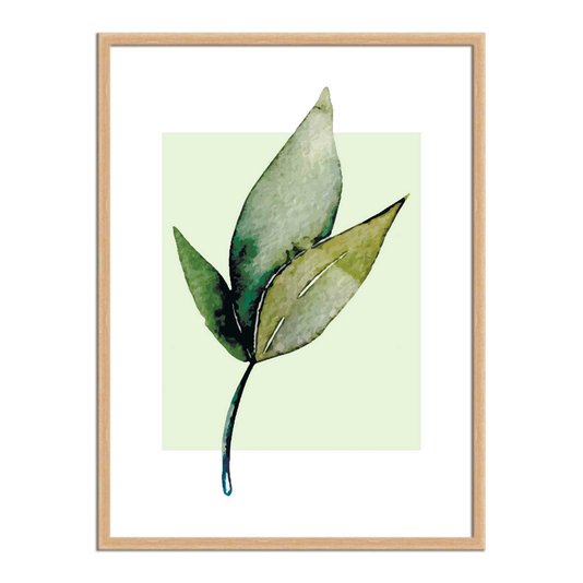 Quadro Decorativo Folhas Estilo Retro Fundo Verde Q3201_1