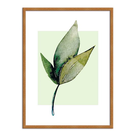 Quadro Decorativo Folhas Estilo Retro Fundo Verde Q3201_1