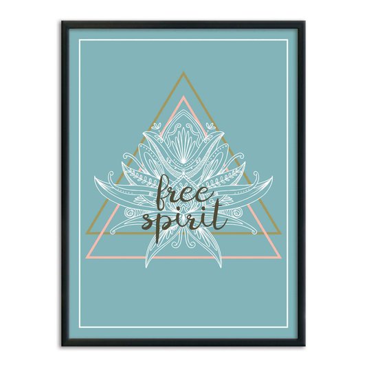 Quadro Decorativo Frase: "Free Spirit" Colorido