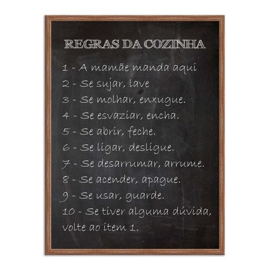 Quadro Decorativo Frase Regras da Cozinha