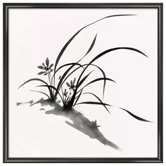 Quadro Decorativo Furan Arte de Flor Ornamental Orquídea do Samurai no Estilo Sumiê